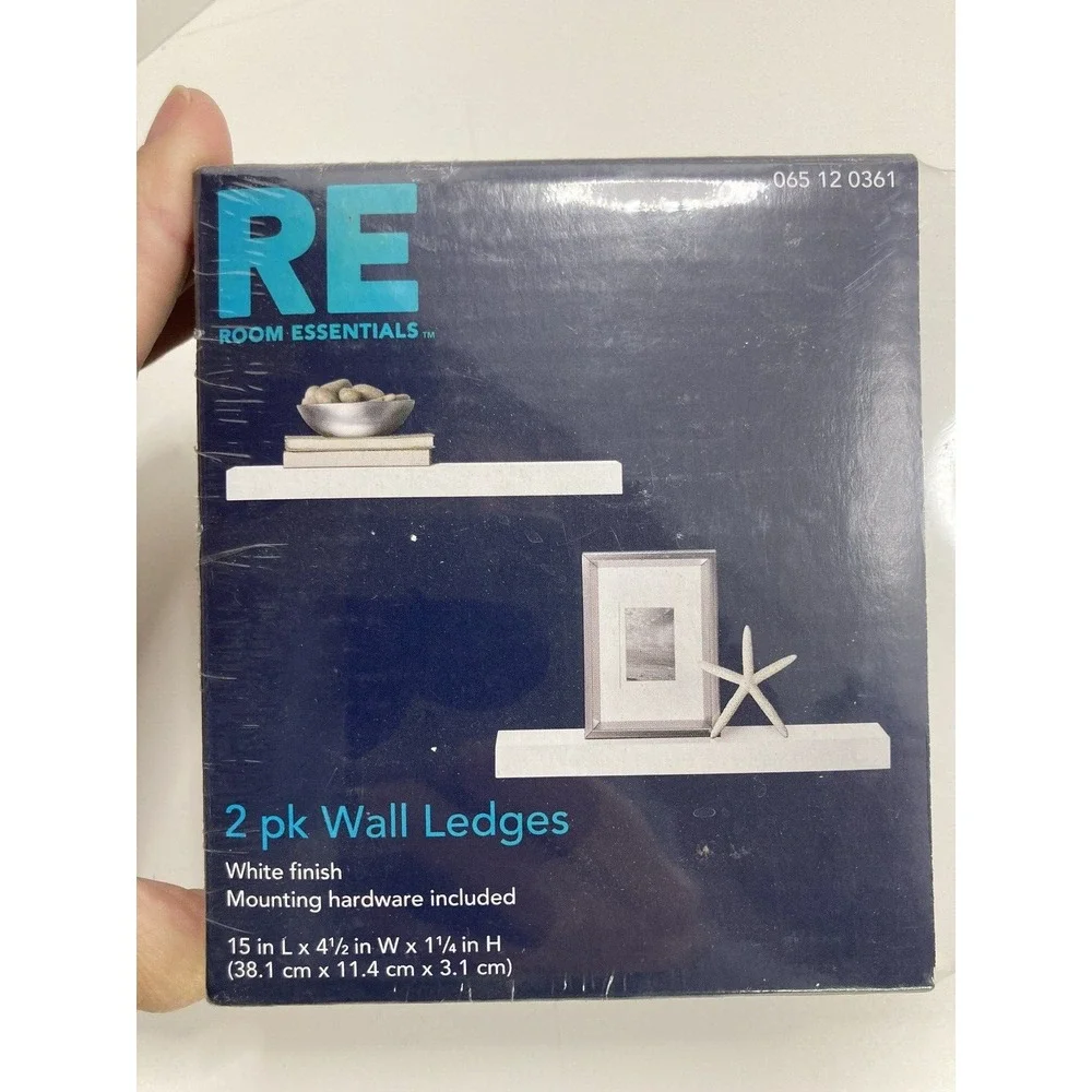 Room Essentials 2 PK Wall Floating Ledges White‎ Finish, Wall Shelf NEW